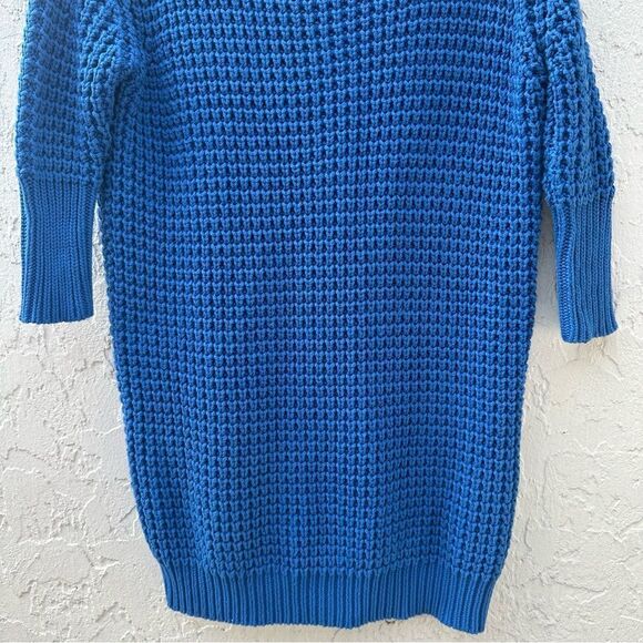 ACNE STUDIOS Sweater Women XS Shore Solid Chunky Knit Zip Blue Cotton - Picture 3 of 10